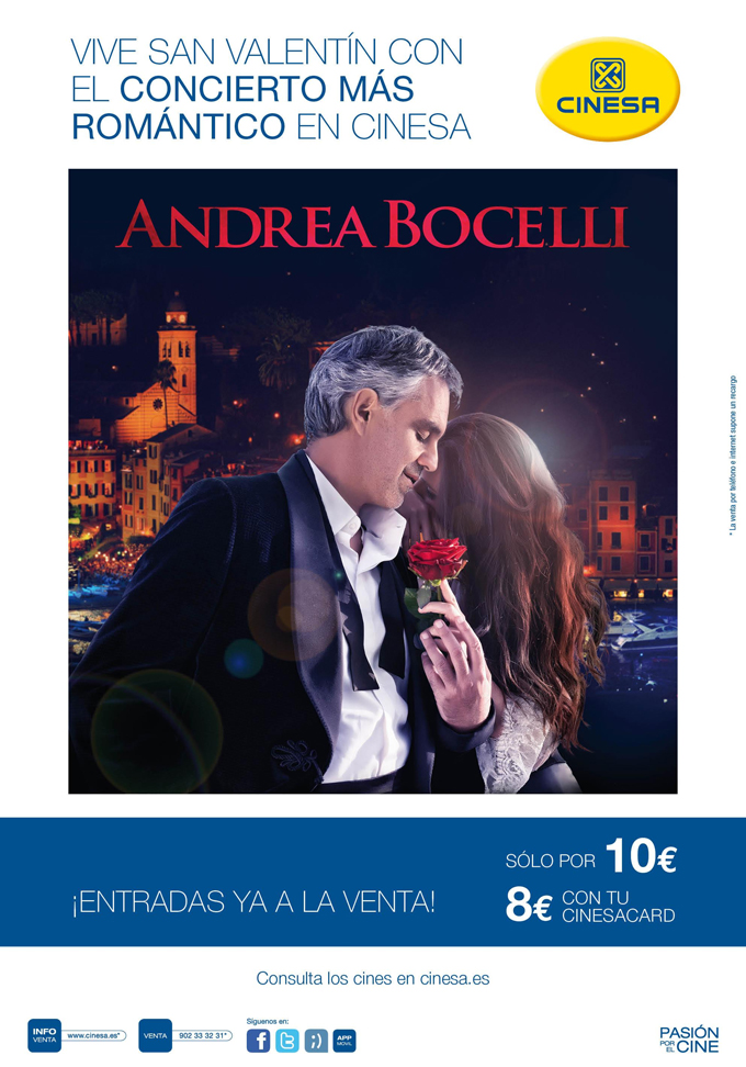 cinesa  Andrea Bocelli en cines de toda España