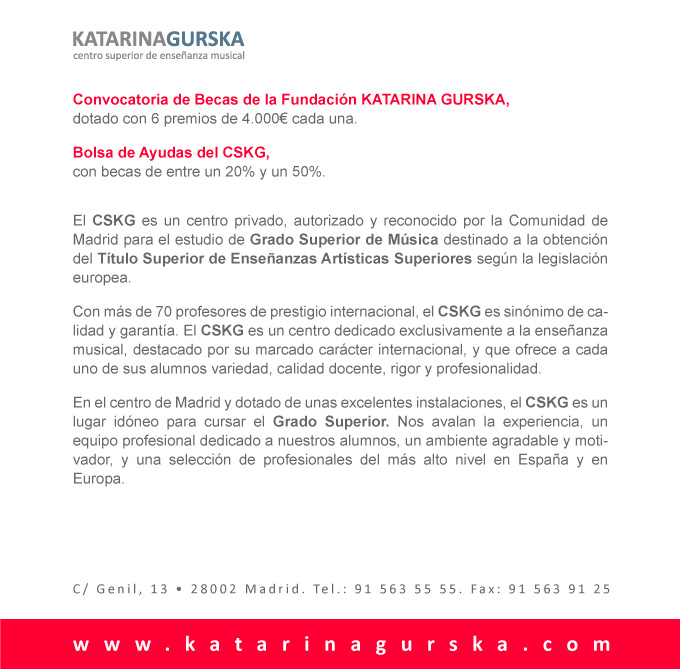 fundacion katarina gurska para la educacion y la cultura  Convocatoria de becas para estudios oficiales de grado superior