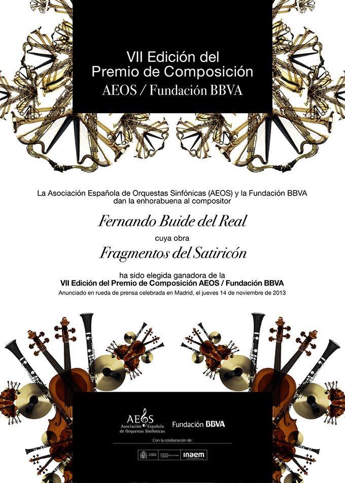 aeos asociacion espanola de orquestas sinfonicas  Fernando Buide del Real, VII premio de composición AEOS / Fundación BBVA 